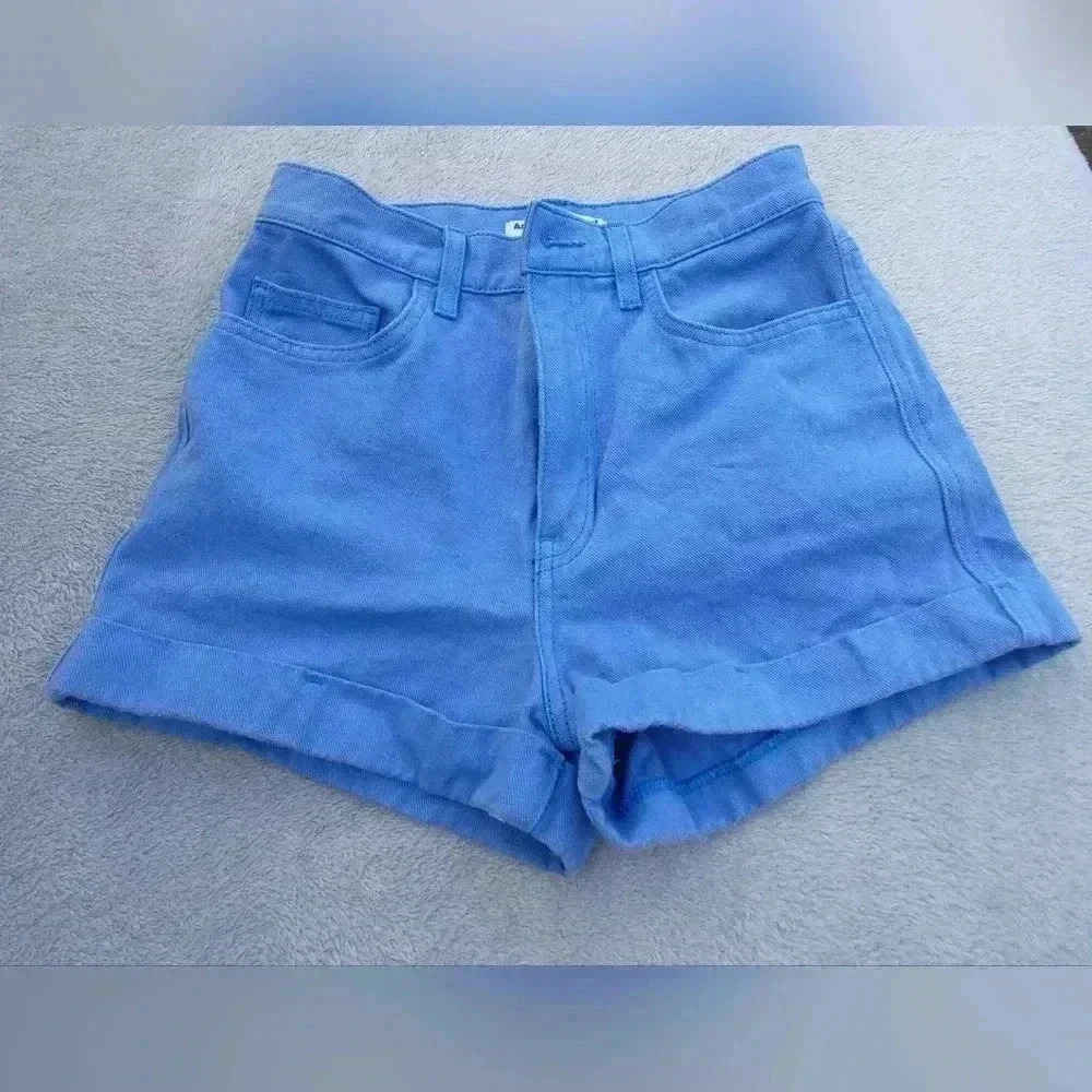 NWOT American Apparel High Waist Shorts, Size 27, color periwinkle (cornflower)